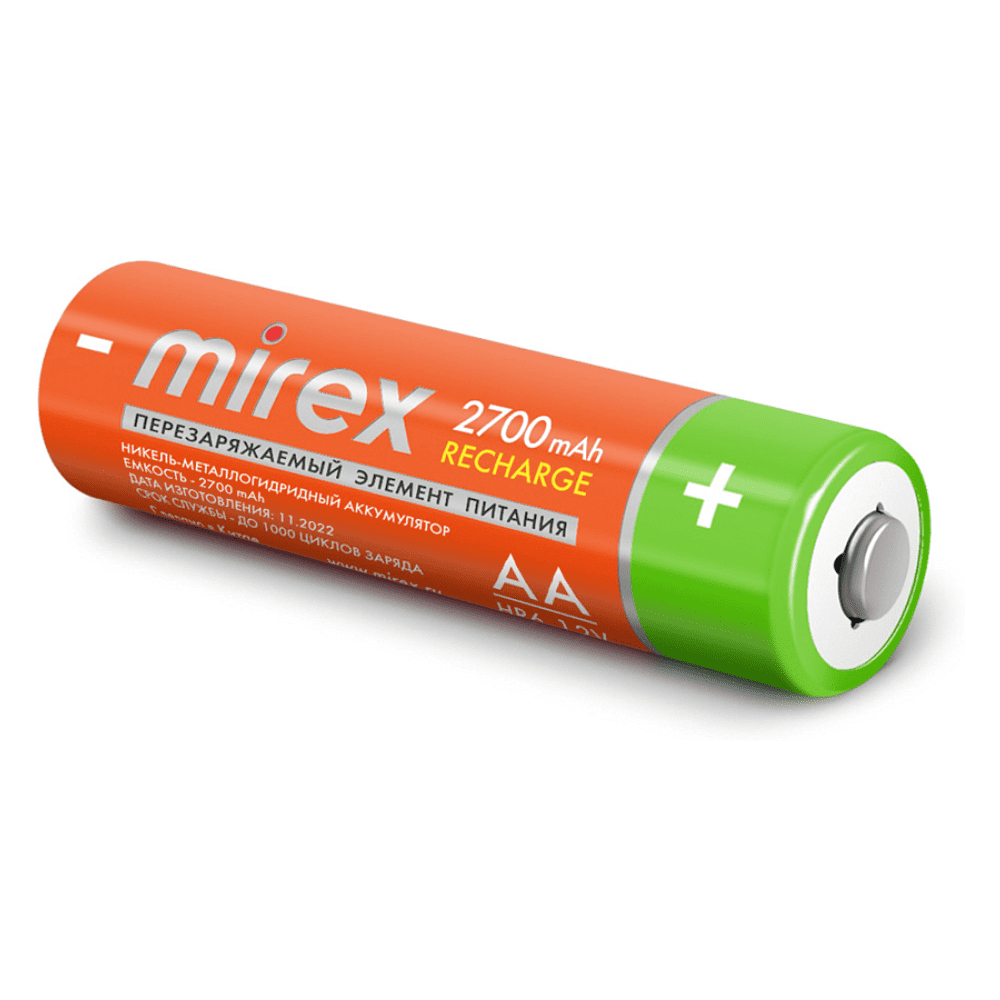 Аккумуляторные батарейки Mirex, Ni-Mh, AA/HR6/2700мА/ч, 4 шт - 3