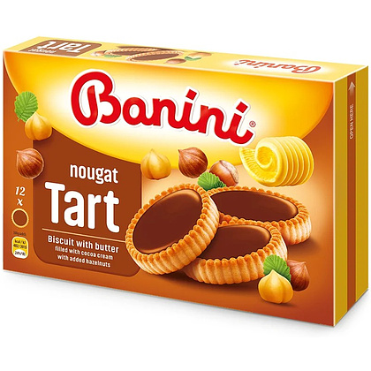 Печенье "Banini.Tart Nougat" с какао-начинкой и фундуком, 210 г 