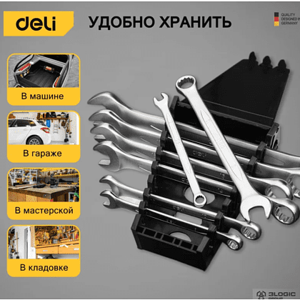 Набор ключей комбинированных "Deli", 8 шт, серебристый - 3