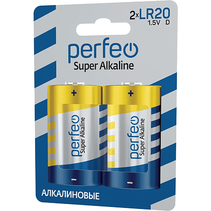 Батарейки алкалиновые Perfeo "1.5 V LR20/D", 2 шт.  - 4