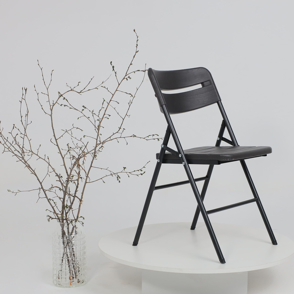 Стул складной, пластик, темно-серый - 5