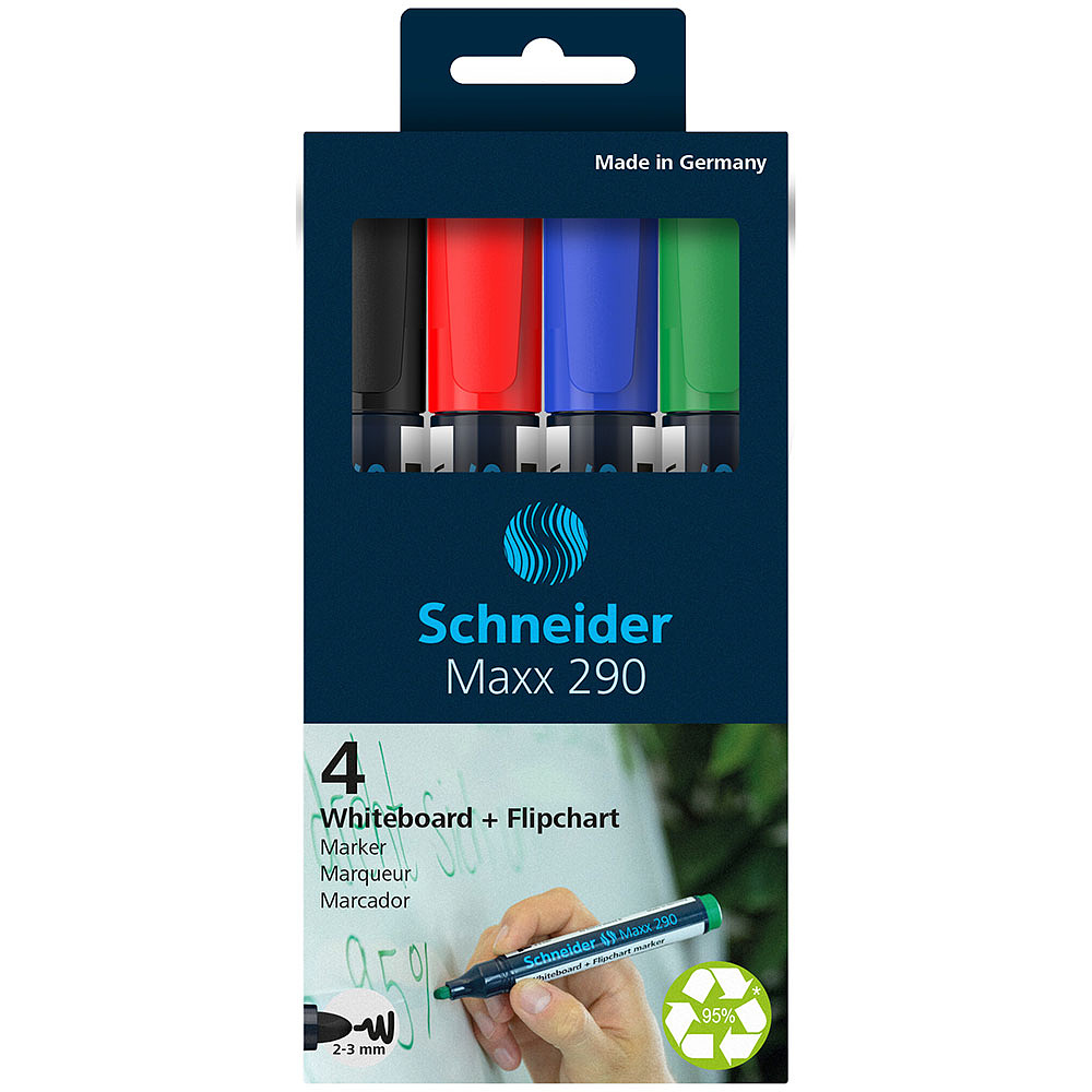 Набор маркеров для доски "Schneider Maxx 290", 4 шт, ассорти  - 2