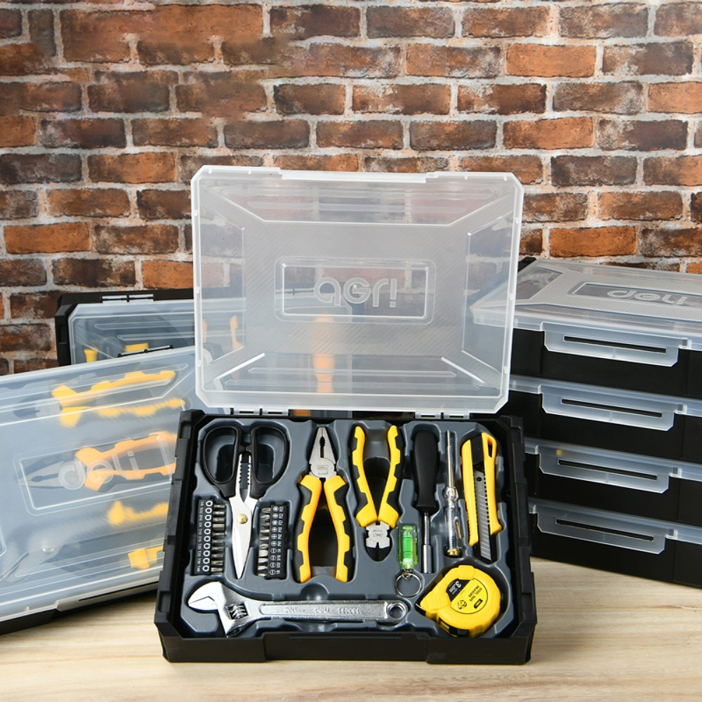 Набор ручного инструмента "Deli", 29 предметов, чемодан, черный, желтый - 3