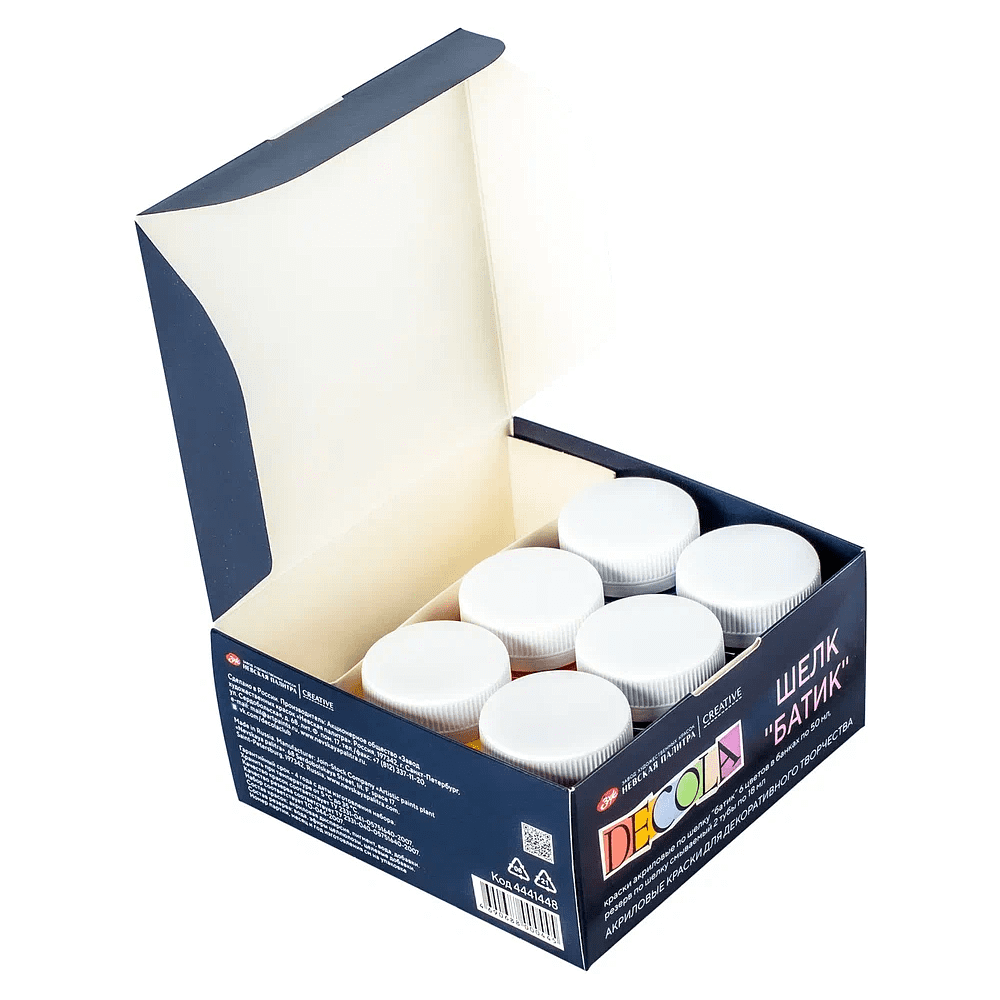 Краска акриловая по шелку "Декола батик", набор 6 цветов, 50 мл, резервы 2 шт. - 2