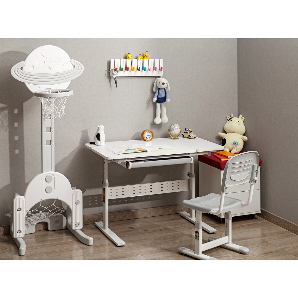 Комплект Ergosmart ученический Smart 100: парта E603 GREY, полка к парте E611 WHITE, накладка  на стол Е511 - 13