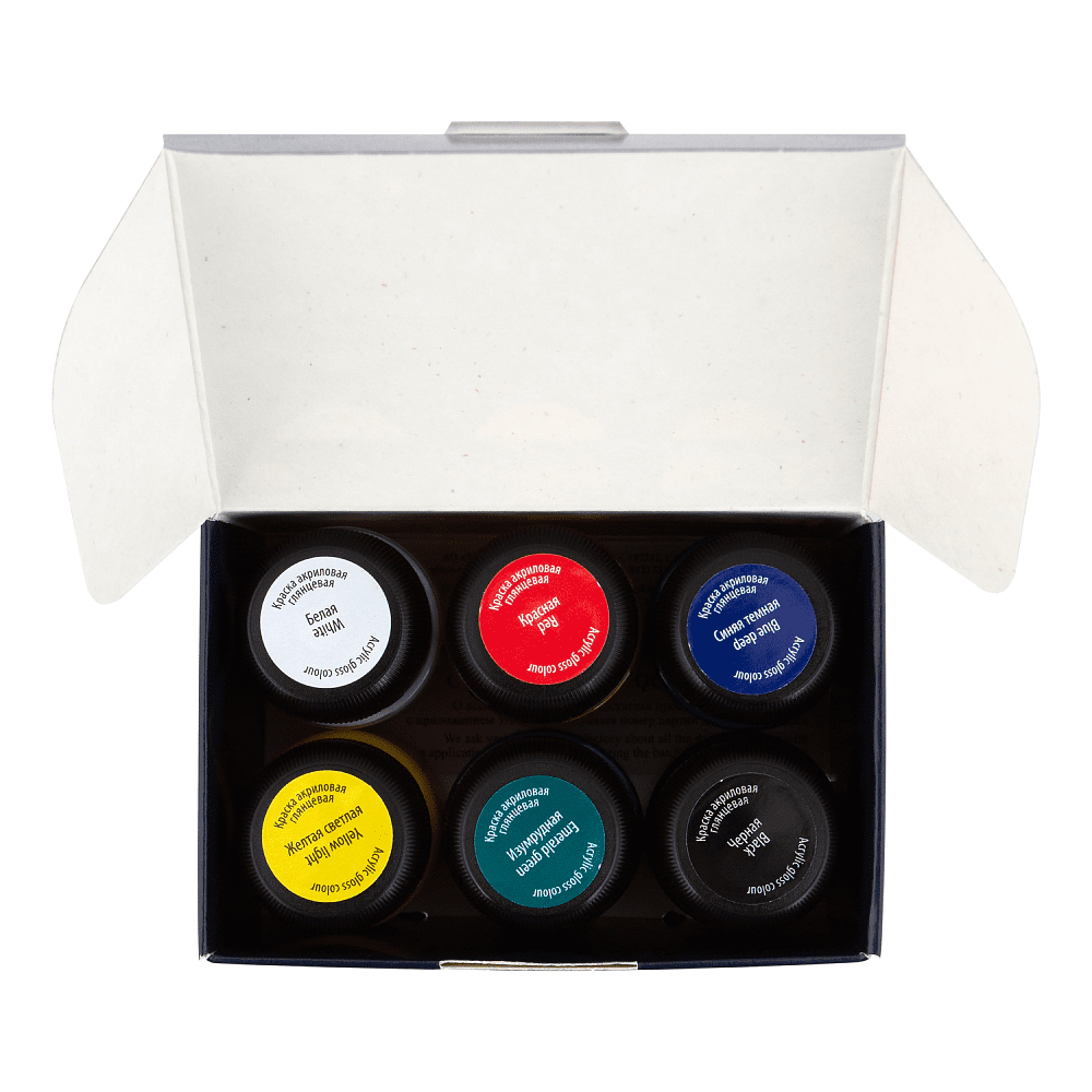 Краска акриловая глянцевая "Декола", набор 6 цветов, 20 мл, банки - 7