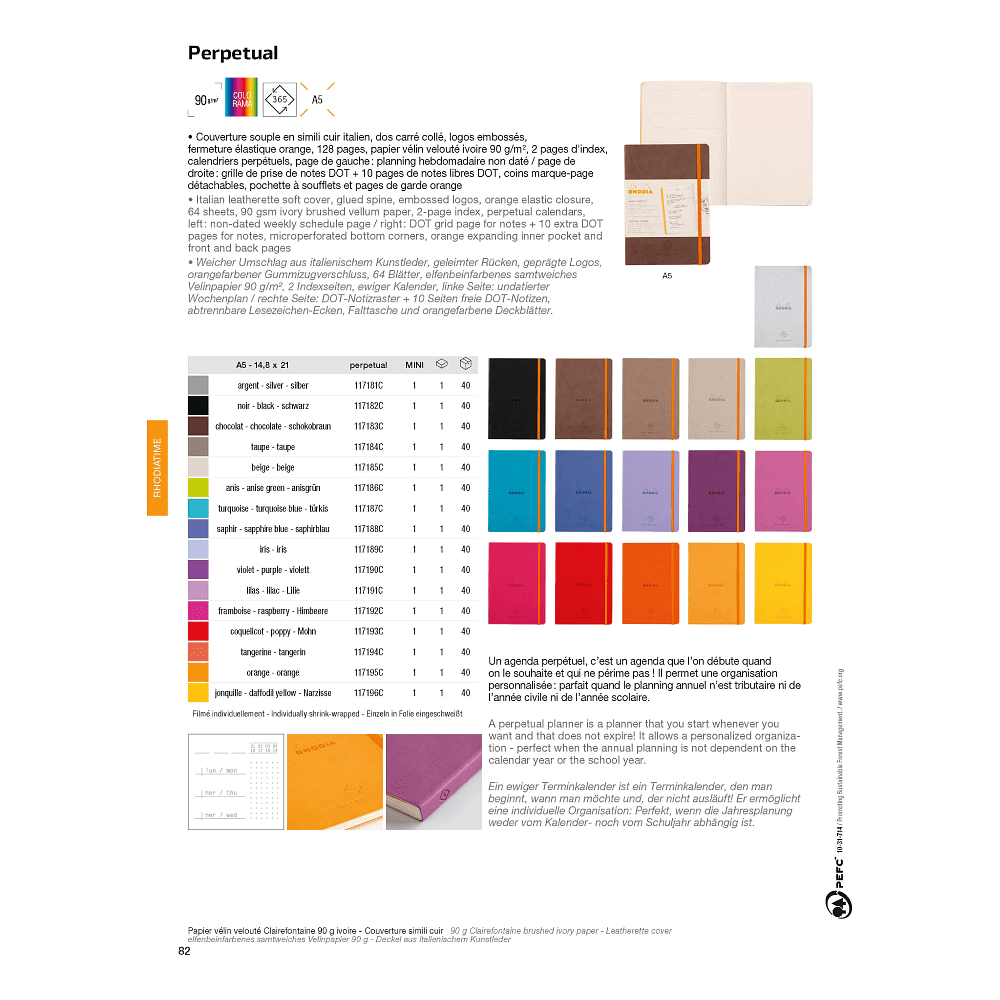 Еженедельник недатированный "Rhodiarama Perpetual", А5, 64 листа, коричневый - 5