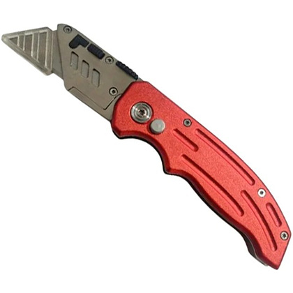 Нож строительный складной Deli RS EDL040, трапеция, 19T, красный