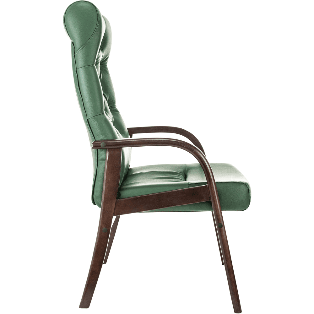 Кресло Бюрократ T-9928WALNUT-CF, натуральная  кожа, зеленый, каркас дерево  - 3