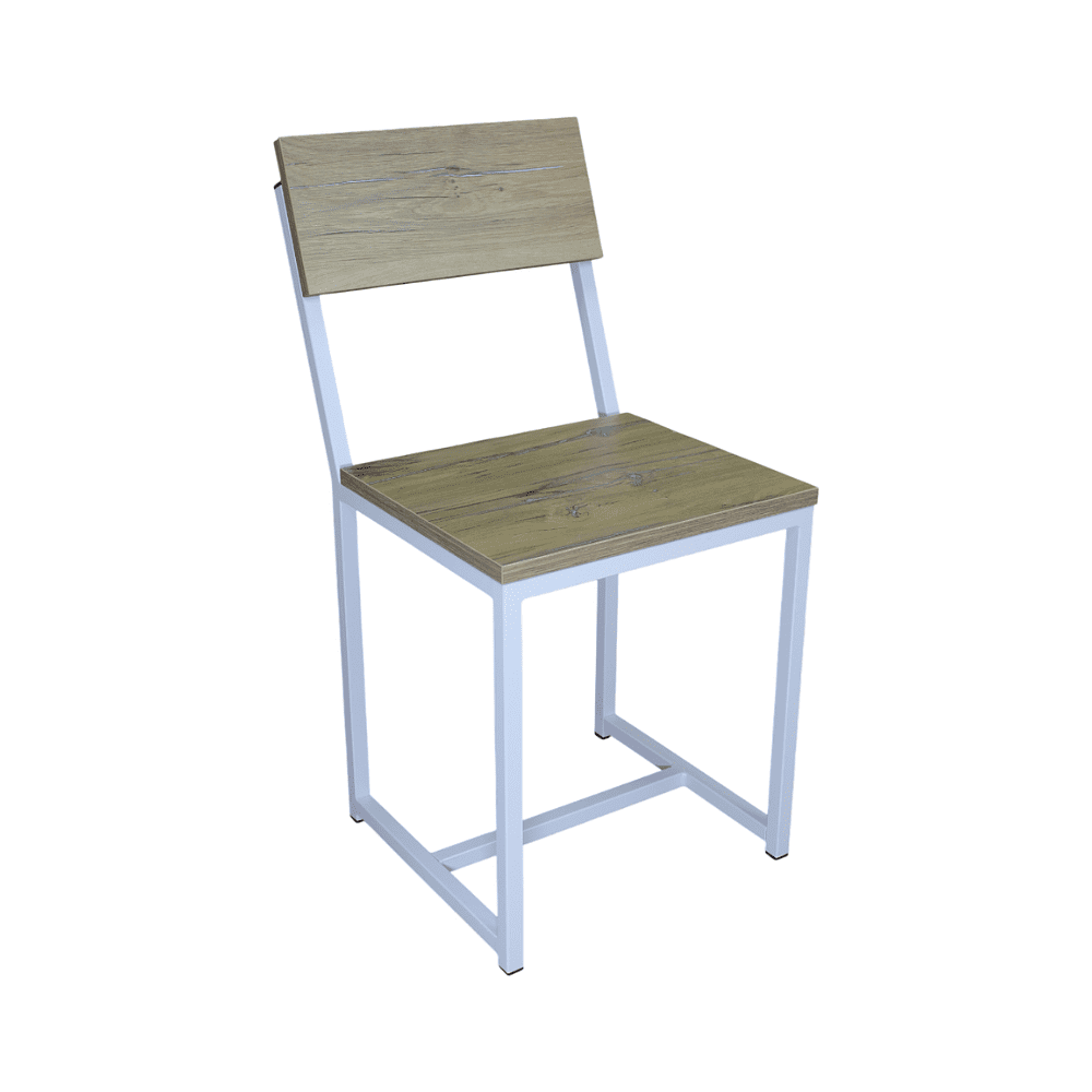 Стул ALLERD RION, металл, ЛДСП, белый муар, Дуб Нокс