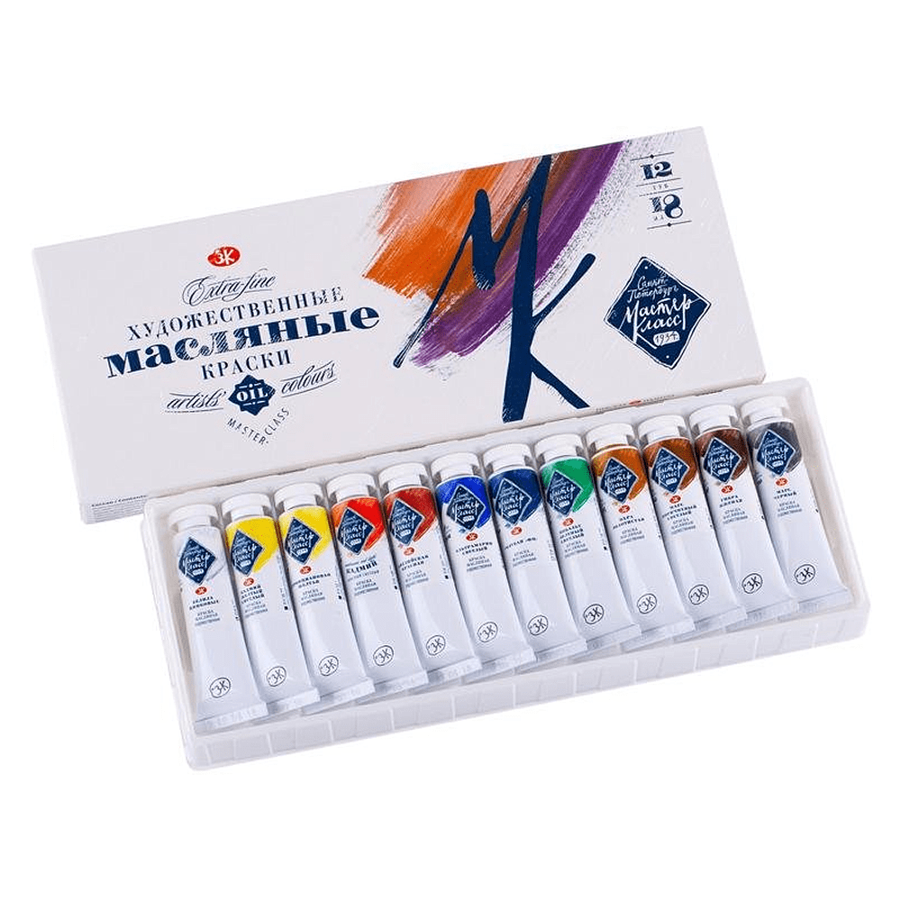 Краски масляные "Мастер-класс", 12 цветов, 18 мл