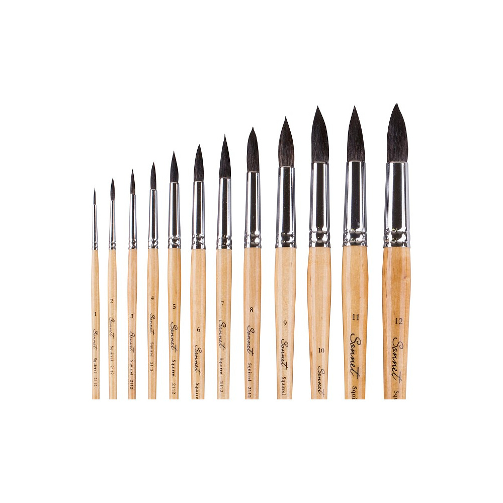 Кисть "Сонет", белка микс, круглая, на короткой ручке, №9 - 2