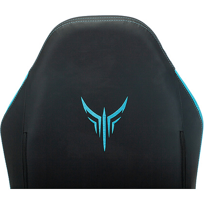 Кресло игровое "Knight Neon", экокожа, металл, черный, голубой - 12