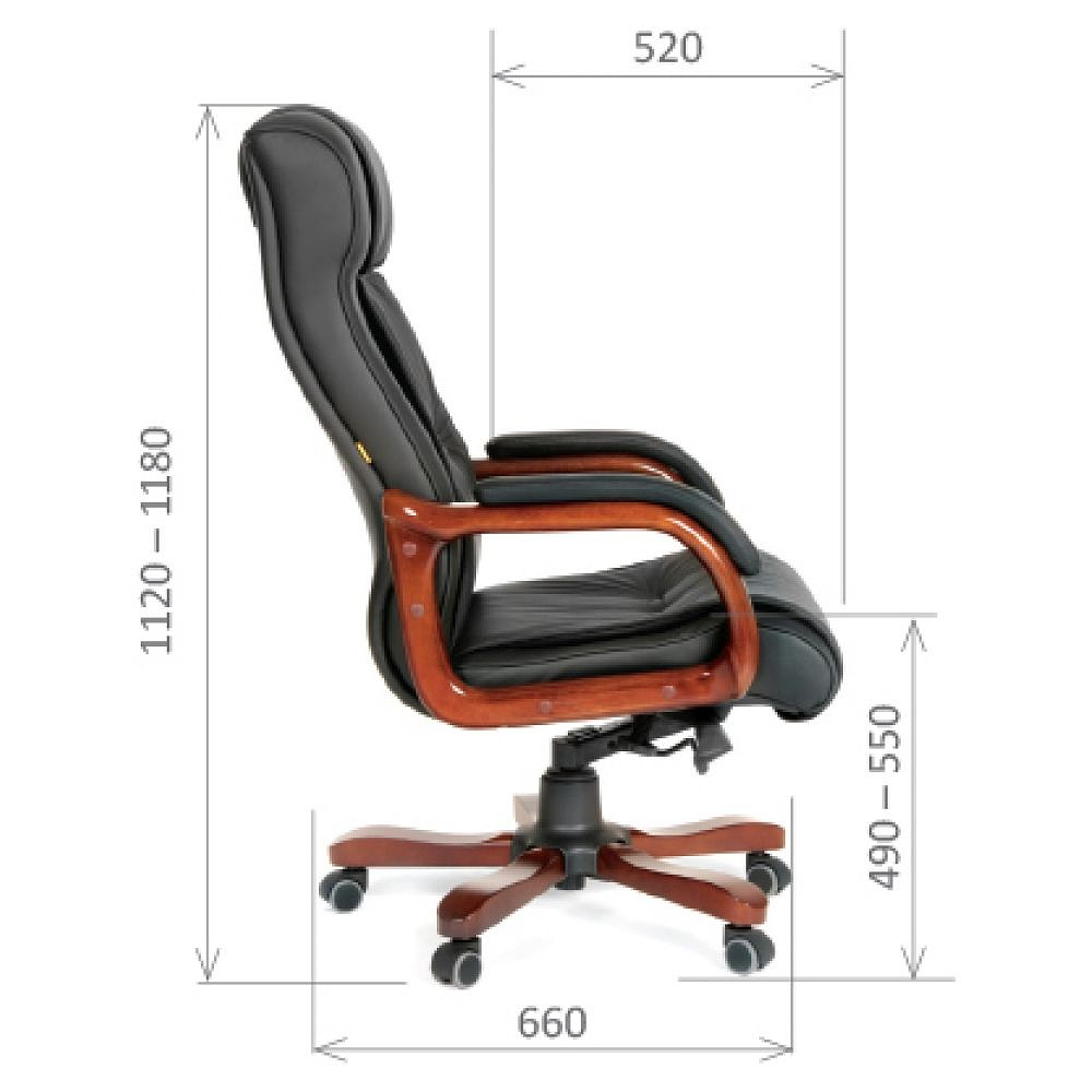 Кресло для руководителя "Chairman 653", кожа, металл, дерево, черный - 3
