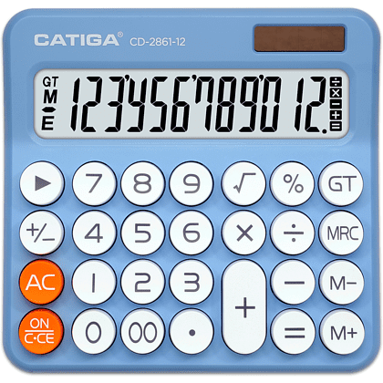 Калькулятор настольный CD-2861-12 Catiga, 12-разрядный, пластик, голубой