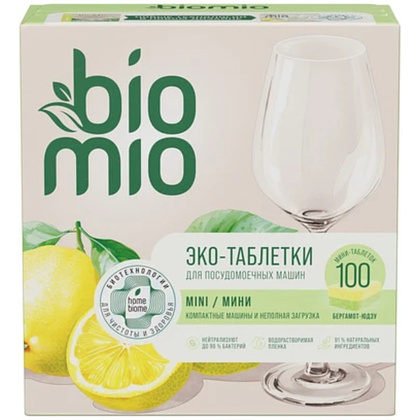 Средство для мытья посуды в посудомоечной машине "BioMio Бергамот и юдзу", таблетки, 100 шт./уп.