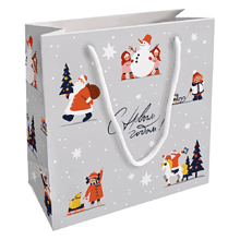 Пакет бумажный подарочный "Childhood", 20х20х8 см, серый