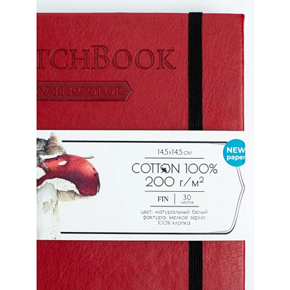 Скетчбук для акварели "Малевичъ", 14.5x14.5 см, 200 г/м2, 30 листов, красный - 2