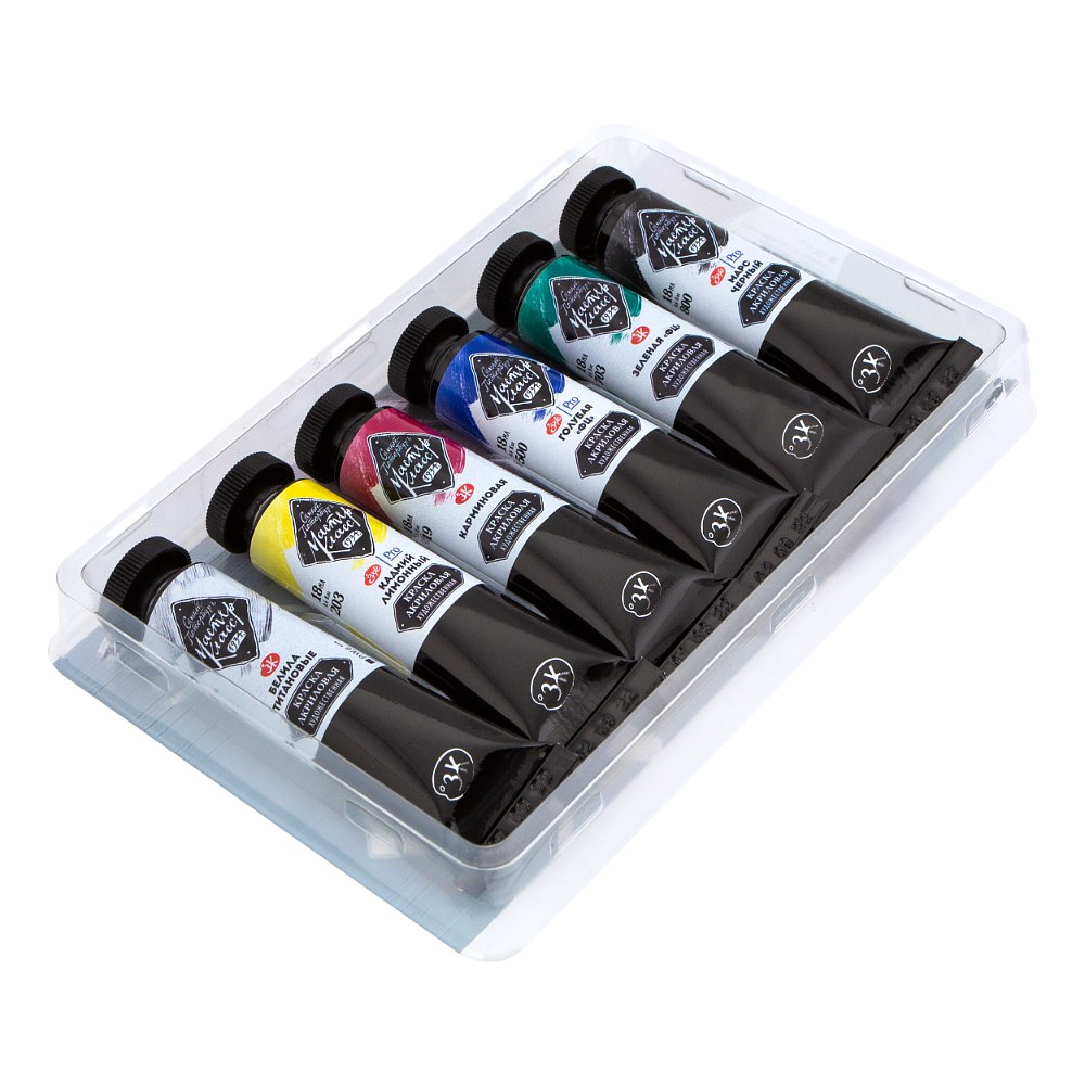 Краски акриловые "Мастер Класс базовые цвета", набор 6 цветов, 18 мл. - 4