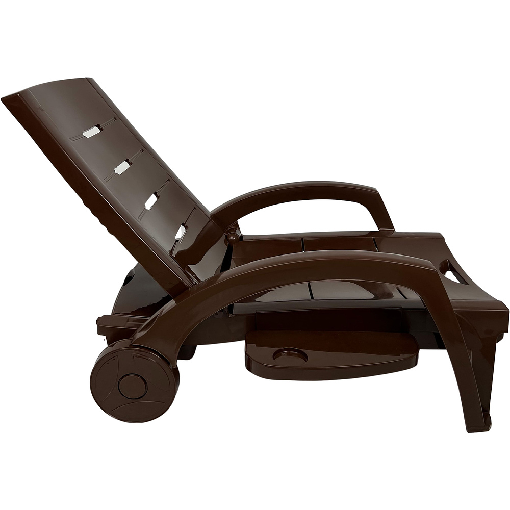 Шезлонг складной на колесах, пластик, шоколадный - 6
