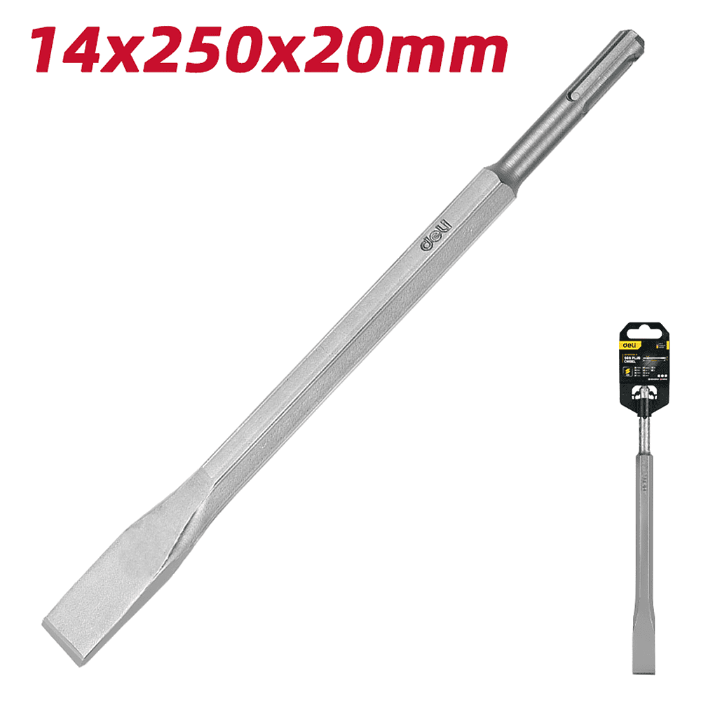 Зубило плоское для перфоратора, Deli YS EDH-YBZ20250-E1, 14 x 250 x 20 мм, SDS-PLUS - 4