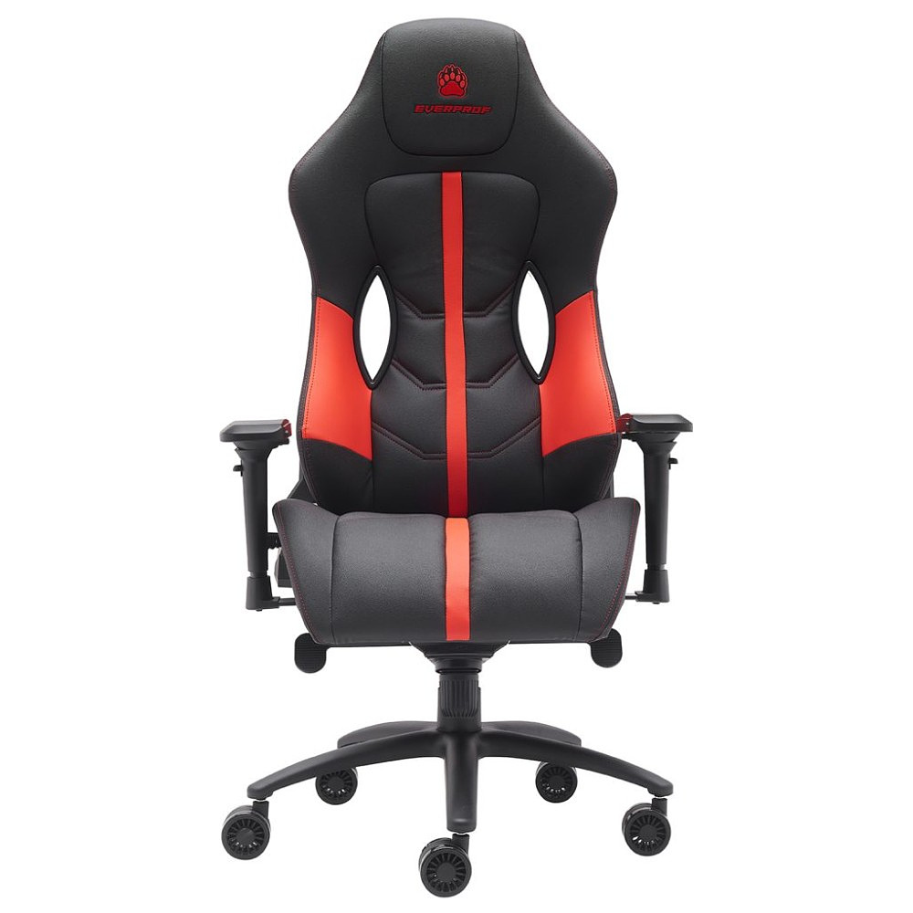 Кресло игровое EVERPROF "Jaguar", экокожа, металл, черный, красный - 3