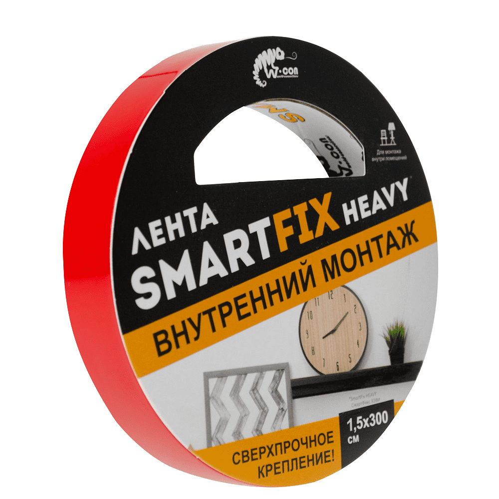 Лента клейкая двусторонняя 15 мм x 3 м SmartFix Heavy SFV1530T монтажная, сверхсильная, прозрачная