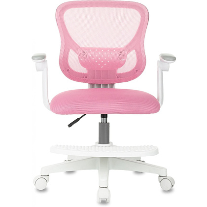 Кресло детское Бюрократ Burokids 3, сетка, ткань, пластик, корпус белый, подставка для ног, розовый - 2