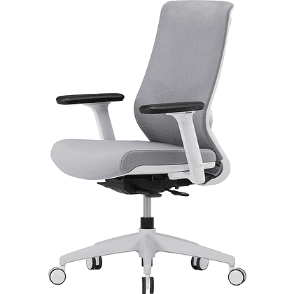Кресло для руководителя "Nature II", каркас белый,ткань серая,3D подлокотники