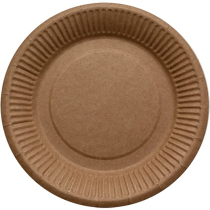 Тарелка бумажная одноразовая 180 мм, 100шт/упак, крафт