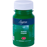 Краски акриловые Ладога, 722 зеленая средняя, 100 мл., банка