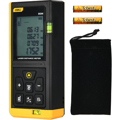 Дальномер лазерный Deli YS EDL4169, 80 м, желтый, черный