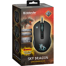 Набор мышь и коврик "Defender Sky Dragon GM-090L", оптич.,проводная, черная, 800-3200dpi