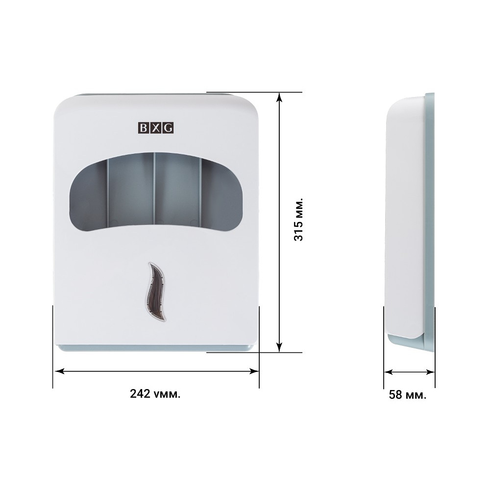 Диспенсер BXG-CD-8019 для бумажных покрытий на унитаз, белый - 6