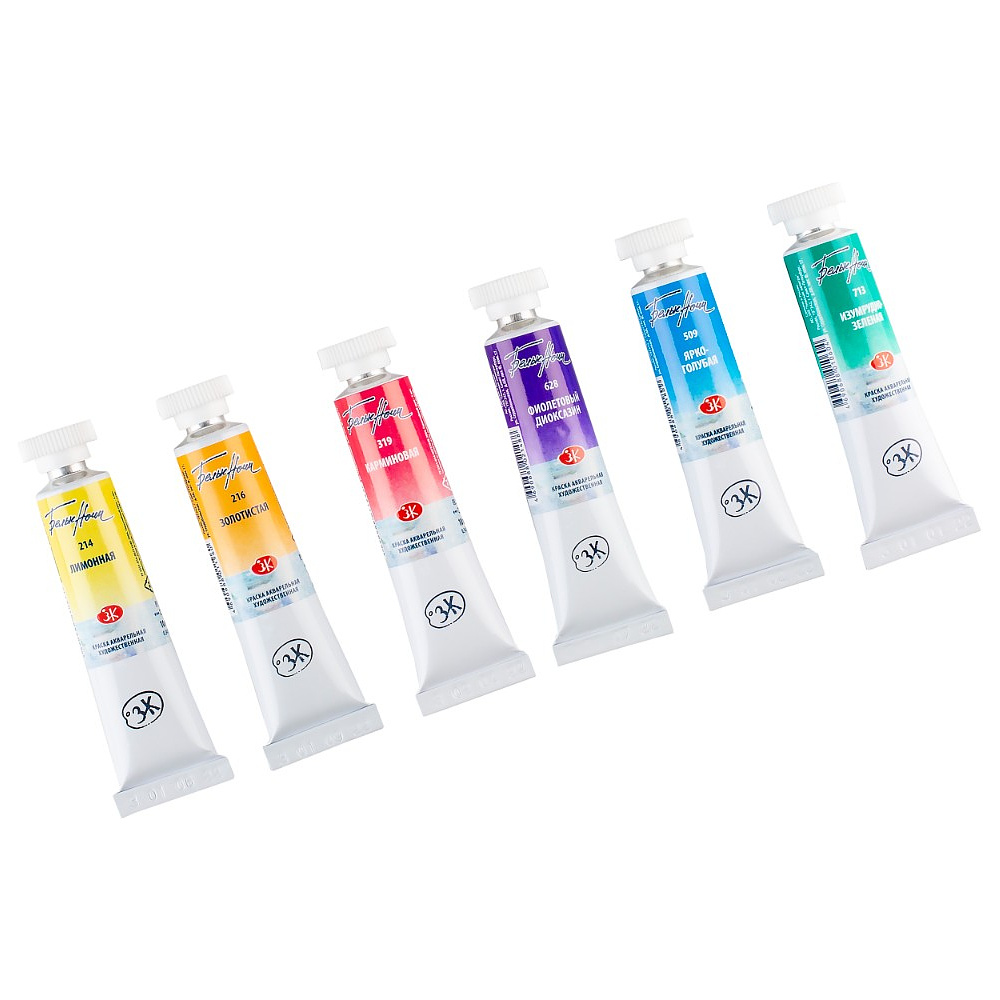 Краски акварельные "Белые ночи полночь колористика", набор 6 цветов, тубы - 6