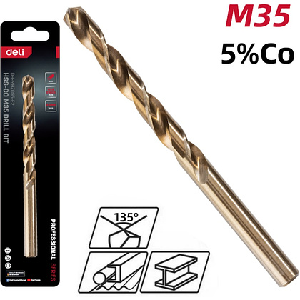 Сверло по металлу Deli RS EDH-MHZ095-E2, 9.5 мм, DIN 338, HSCo 5% - 2