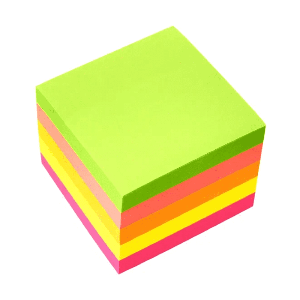 Бумага для заметок на клейкой основе "Yesli:", 51x51 мм, 400 листов, ассорти неон