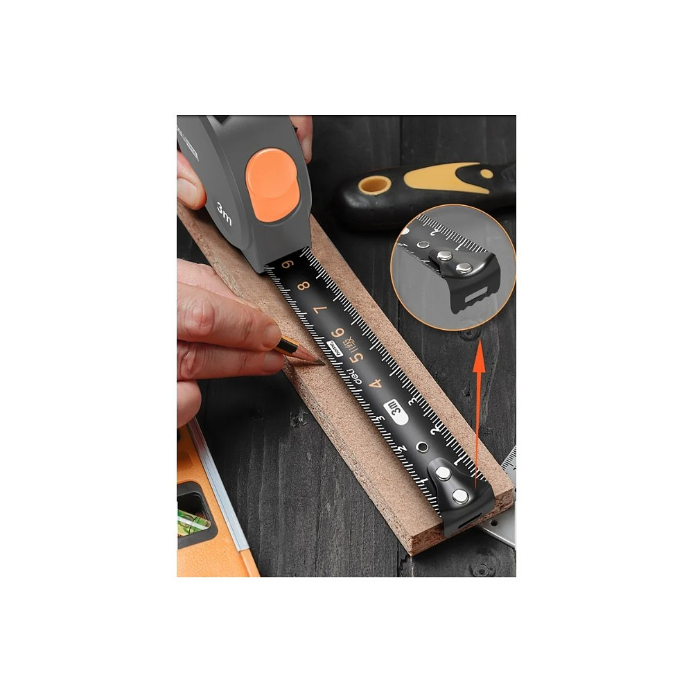 Рулетка Deli HS HT8316C, 3м х 16 мм, Soft Touch, оранжевый - 7