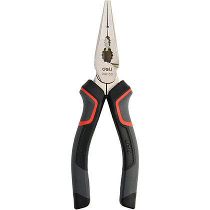 Длинногубцы Deli RS EDL0103, 160 мм, черный, красный
