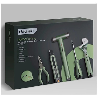 Набор ручного инструмента Deli HS, 8 предметов, Soft Touch, зеленый - 3