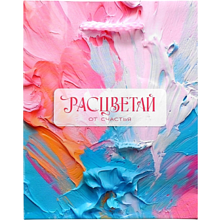 Пакет бумажный подарочный "Счастье", 15х12х5.5 см, голубой, розовый