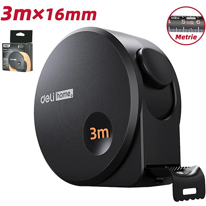 Рулетка Deli HS EHT8316, 3 м х 16 мм, Soft Touch, черный - 26