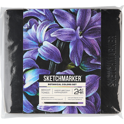 Набор карандашей цветных "Sketchmarker Ботаника", 24 цвета, в металлической коробке - 2