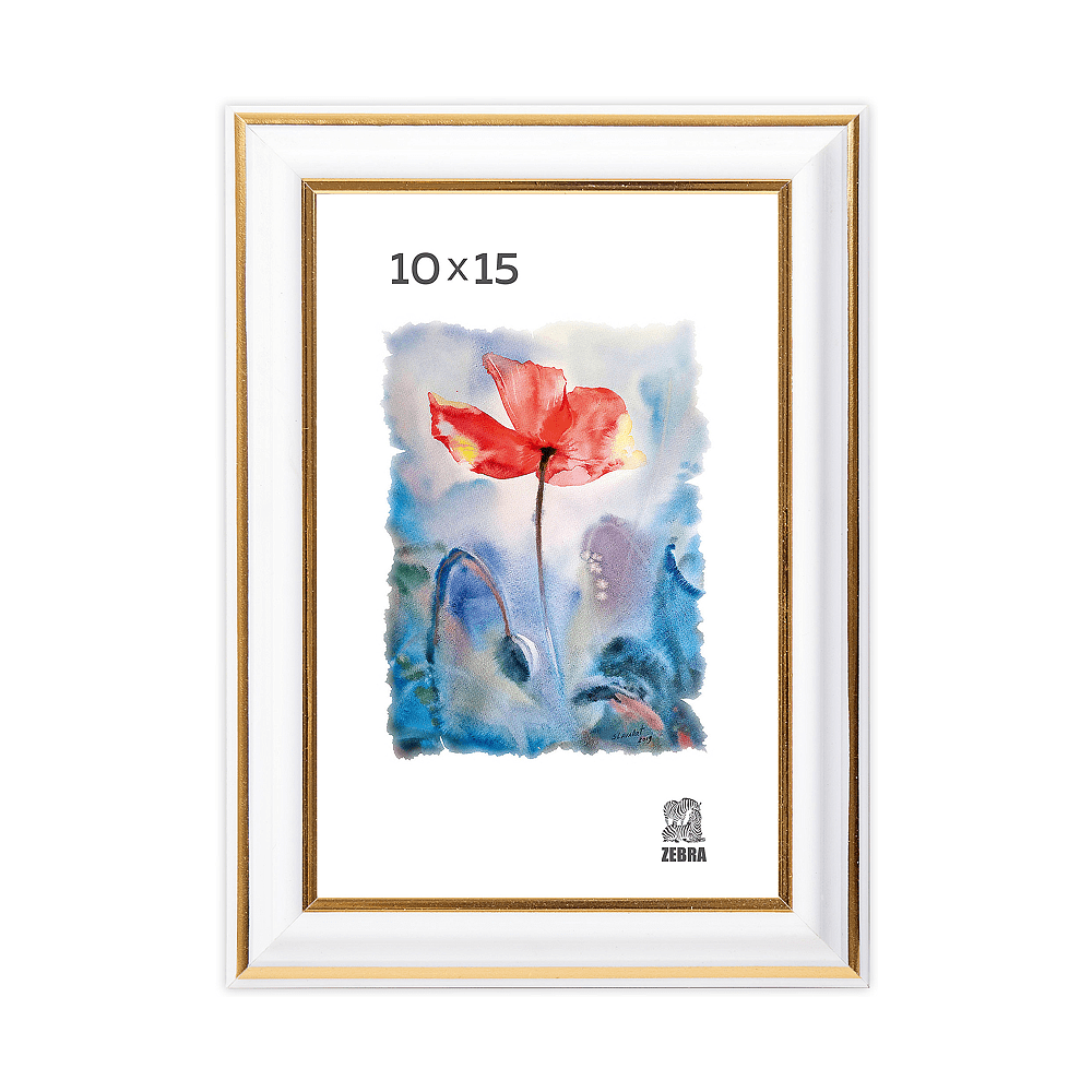 Фоторамка "П3-300 Zebra", 10х15 см, пластик, с ножкой, белый