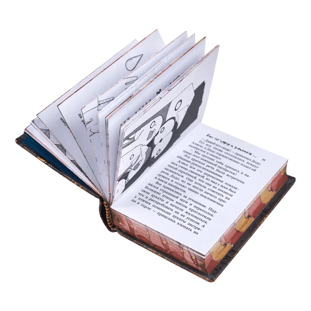 Комплект из 2-х книг-мини "Приключения Алисы", натуральная кожа, в коллекционном футляре, 65х95 мм, ассорти - 14