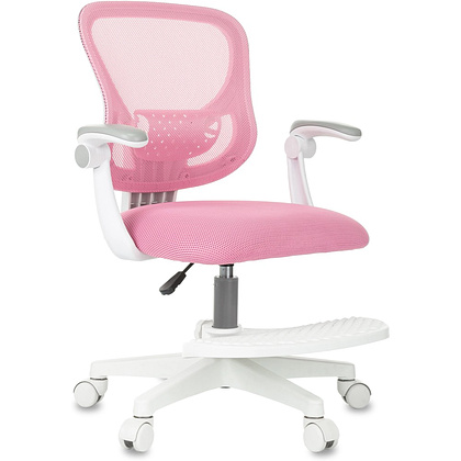 Кресло детское Бюрократ Burokids 3, сетка, ткань, пластик, корпус белый, подставка для ног, розовый