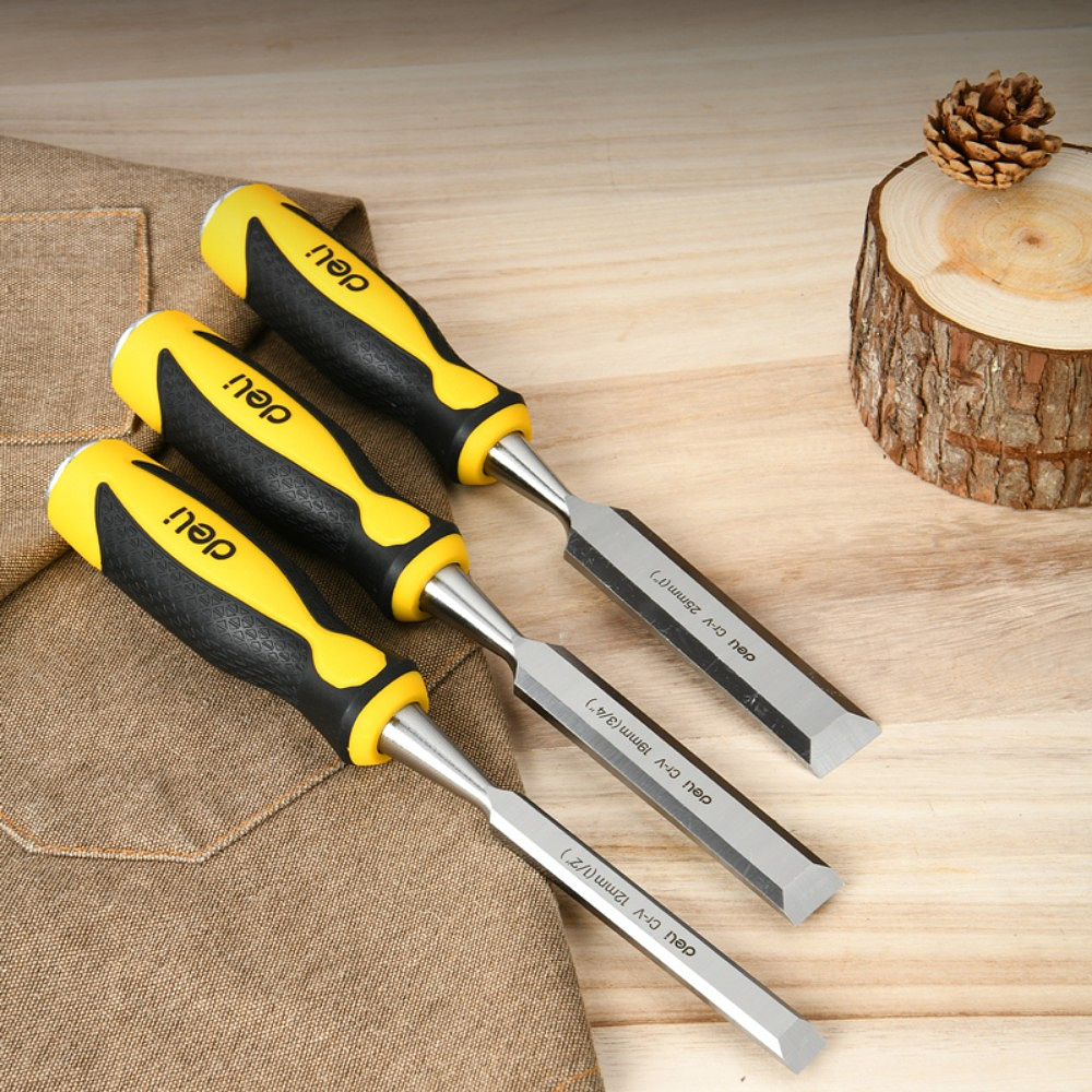 Набор стамесок Deli YS EDL6203-ED1, 12-25 мм, 3 шт., черный, желтый - 2