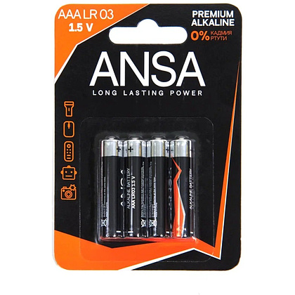 Батарейки алкалиновые ANSA "V LR03/BL-4 (AAA)", 12 блоковx4 шт,  щелочные