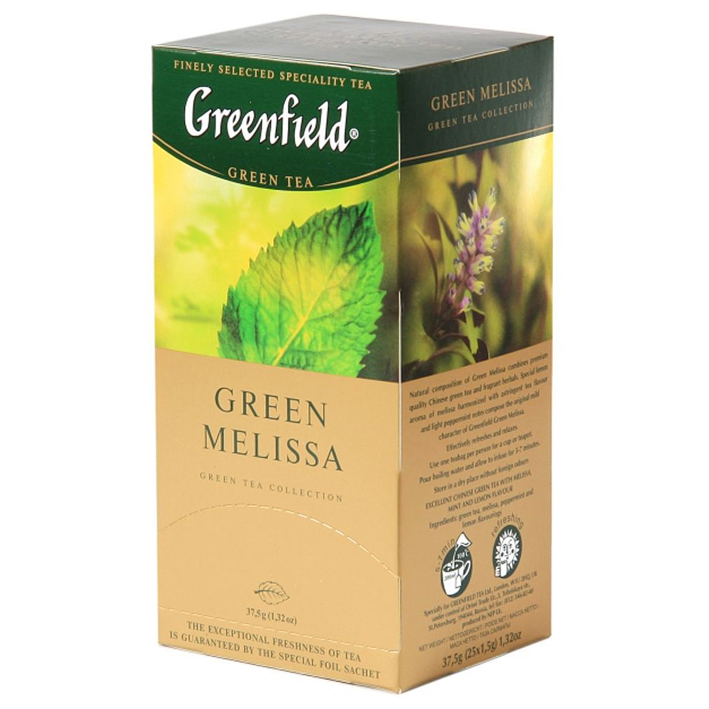 Чай "Greenfield" Green Melissa, 25 пакетиковx1.5 г, зеленый