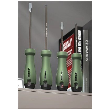 Набор отверток Deli HS HT1004L, 4 шт. ( PH1х100,PH2х150,SL5х100,SL6х150), Soft Touch, зеленый - 2